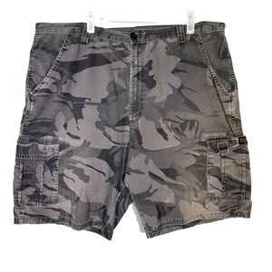 Men's Cargo Shorts 38 Gray Camouflage 100% Cotton Classic Fit